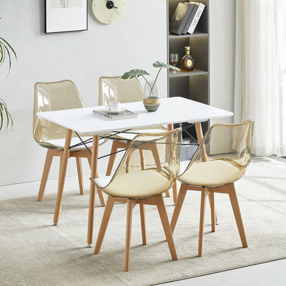 Esszimmerstühle Set 8er – Braune Schale mit weißem PU Sitz