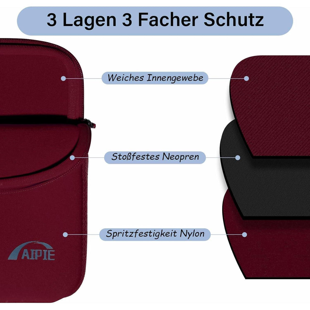 Laptop Tasche 17,3 Zoll Hülle Rot 41x30,5cm 3-Schicht-Schutz