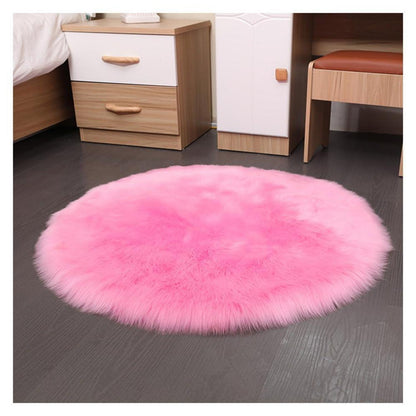 Runder Schaffellteppich Rosa Flauschig 180x180cm Kunstfell