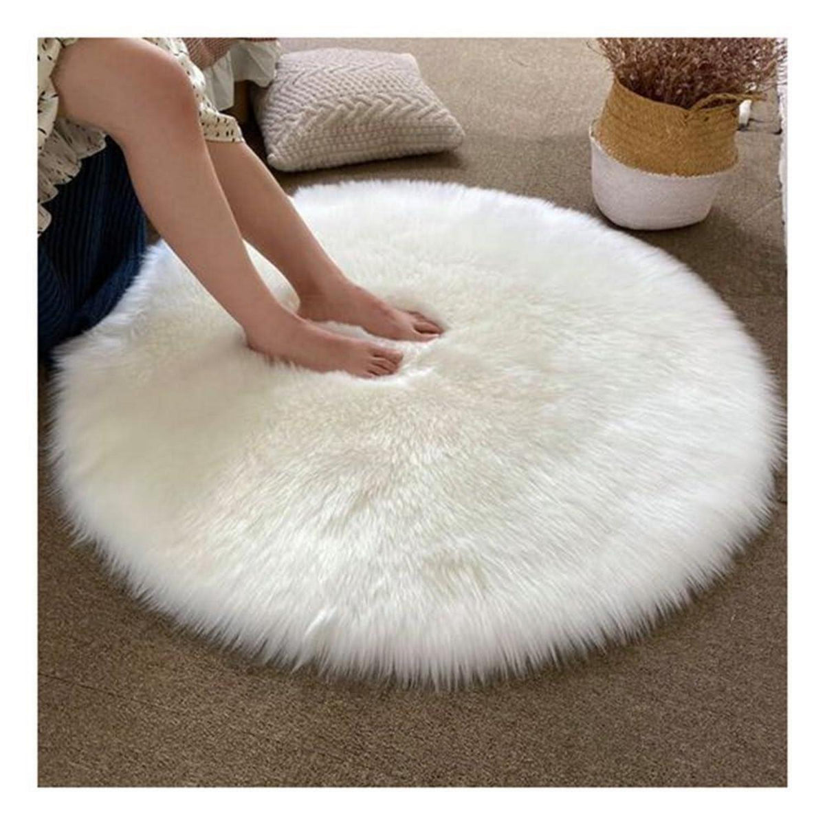 Runder Schaffellteppich Rosa Flauschig 180x180cm Kunstfell