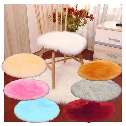 Runder Schaffellteppich Weiß Flauschig 180cm Kunstfell Teppich
