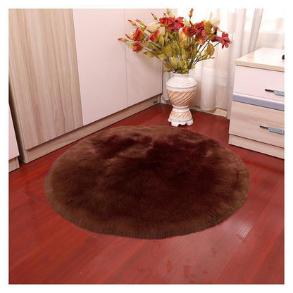 Runder Schaffellteppich Braun – Flauschig & Weich 120cm
