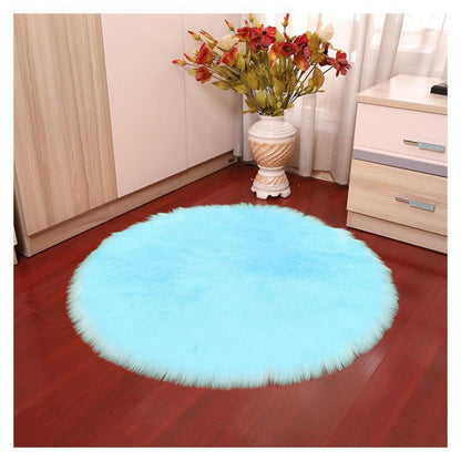Runder Schaffellteppich Himmelblau – Flauschig & Weich 100x100cm
