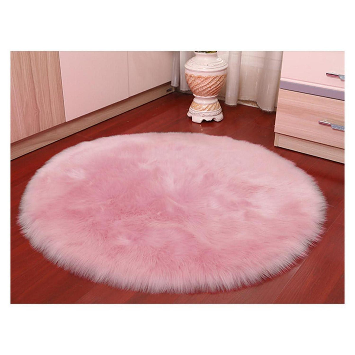 Runder Schaffellteppich Flauschig Hellrosa 180x180cm