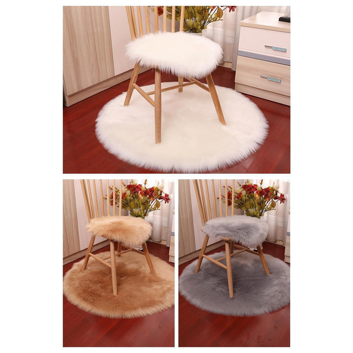 Runder Schaffellteppich Flauschig Hellrosa 180x180cm