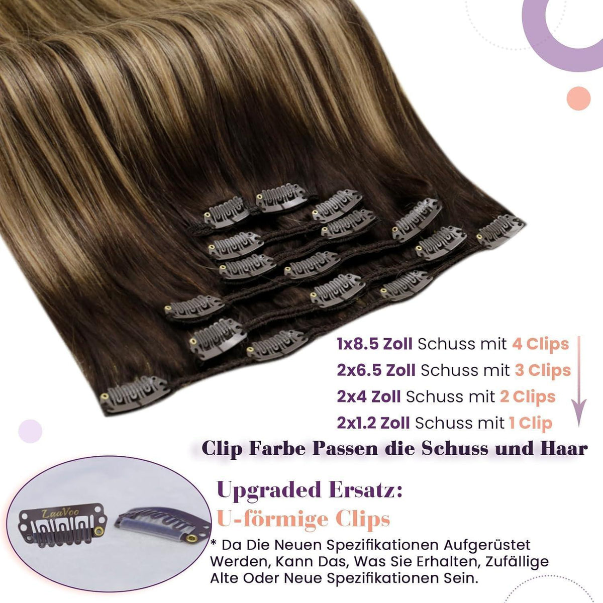 Clip-In Echthaar Extensions Braun Balayage Ombre