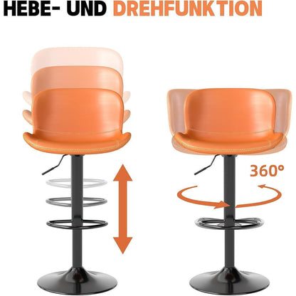 Verstellbarer Barhocker Set (3er) – Orange in Lederoptik