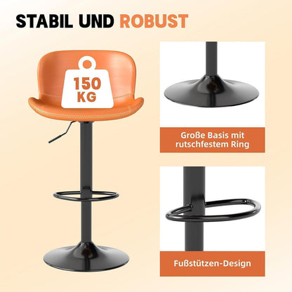 Verstellbarer Barhocker Set (3er) – Orange in Lederoptik