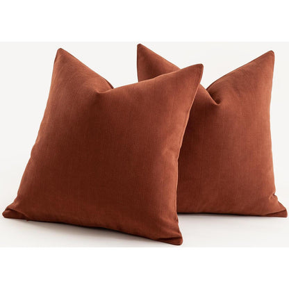 2er Set Kissenbezüge Rostfarben 50x50 cm - Weiche Chenille Optik