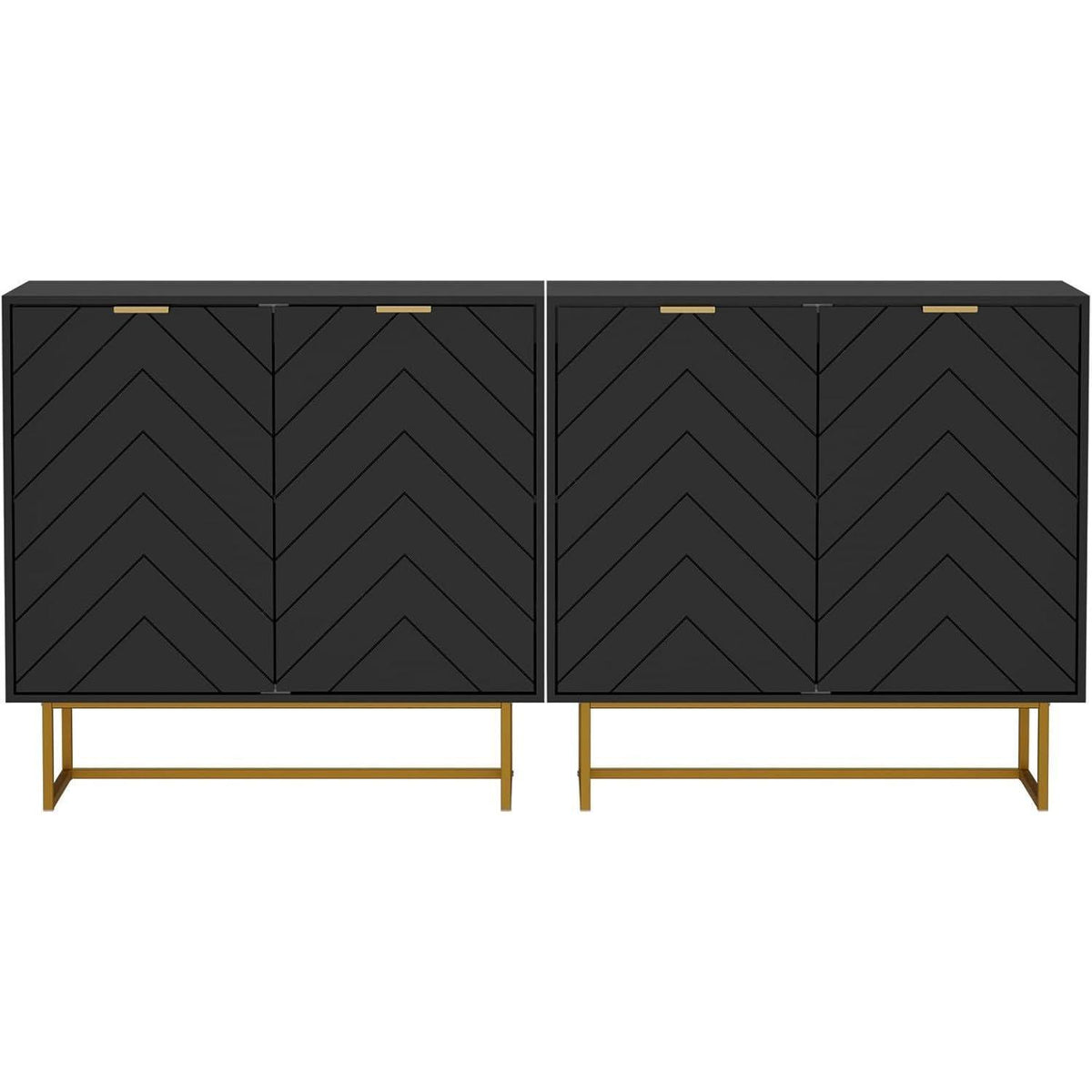 Sideboard 2er Set Schwarz – 160x40x77,5cm, Buffet & Co.