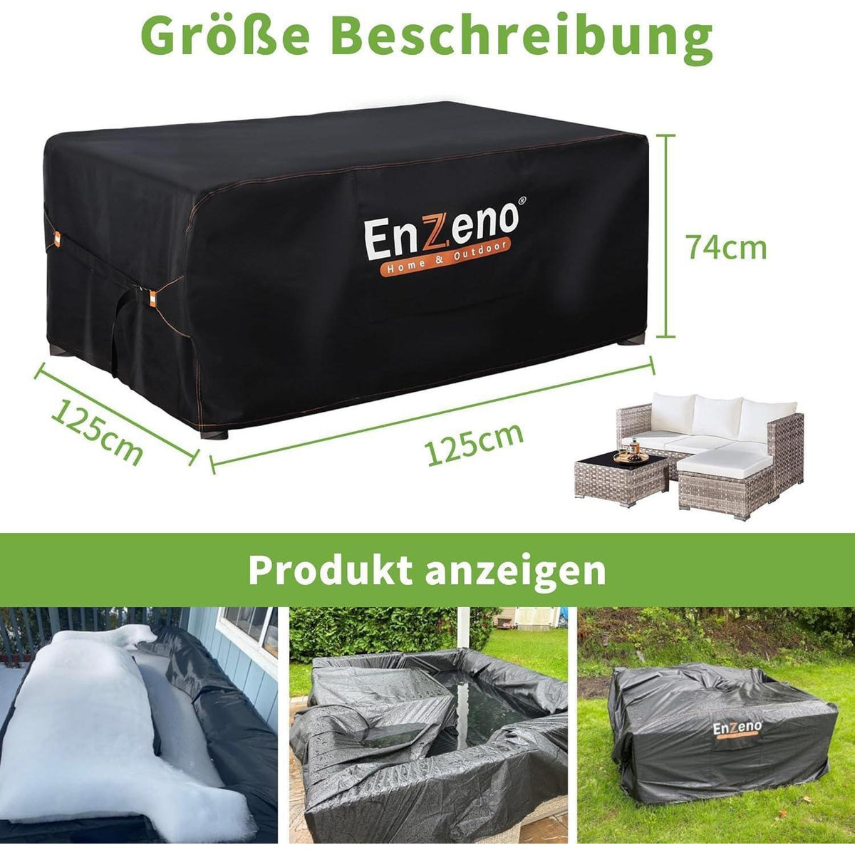 Wasserdichte Gartenmöbel Abdeckung 125x125cm - Winterfest & Schutzhülle