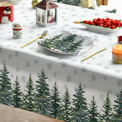 Weihnachts Tischdecke Schneeflocken 140x220 cm - Beige