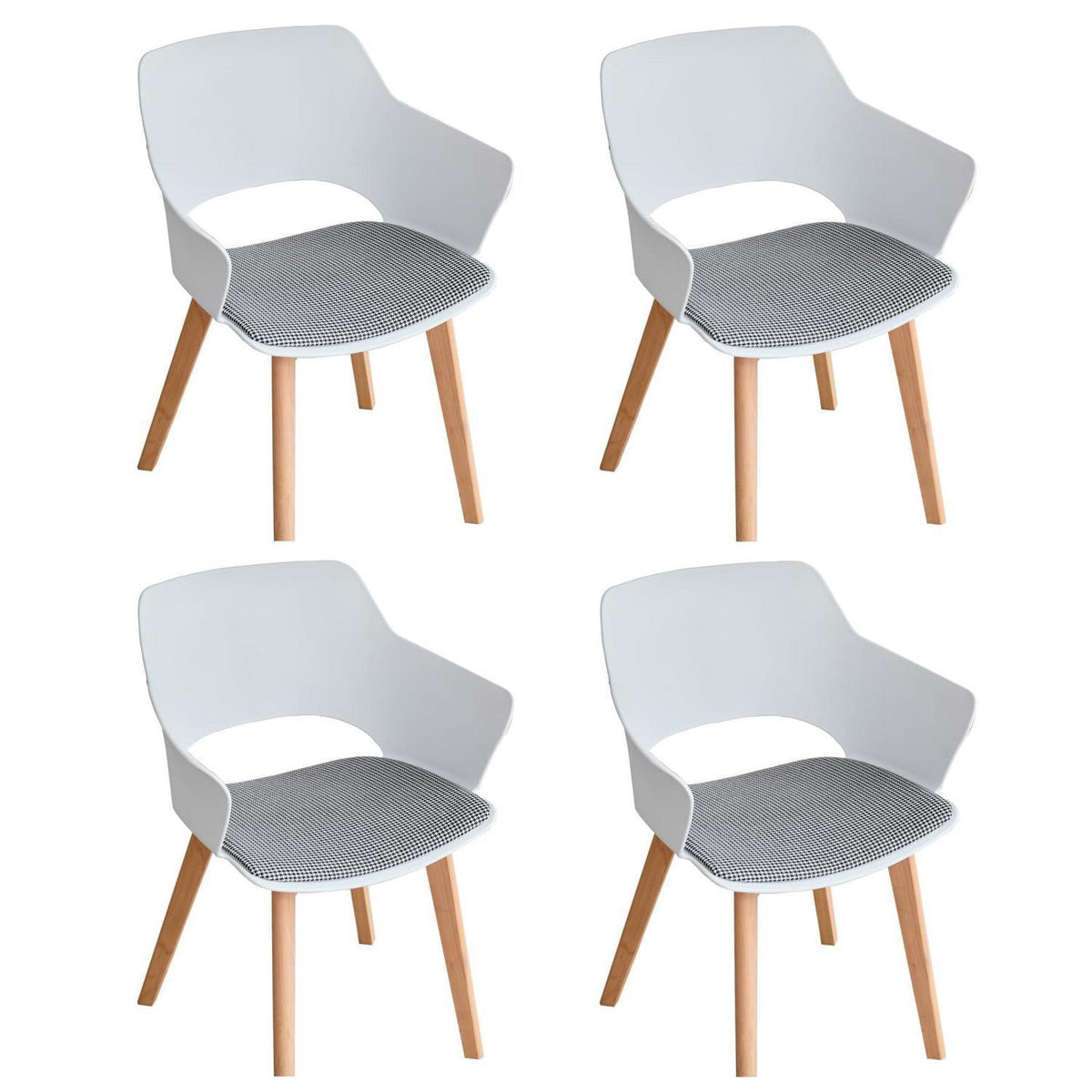 4er-Set Esszimmerstühle Modern Skandinavisch mit Armlehnen Weiß