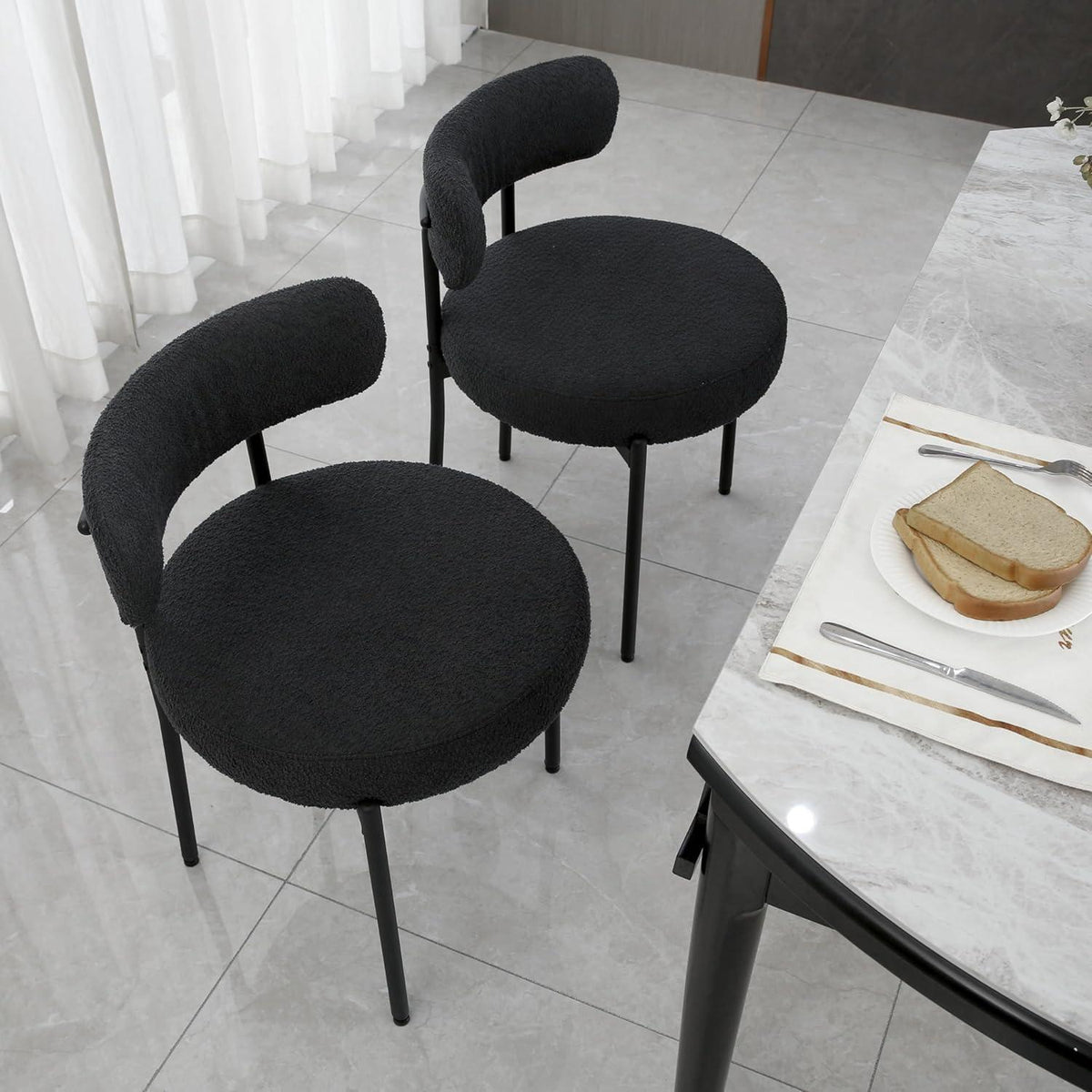 Esszimmerstühle 4er Set, Modern Retro Design, Schwarz