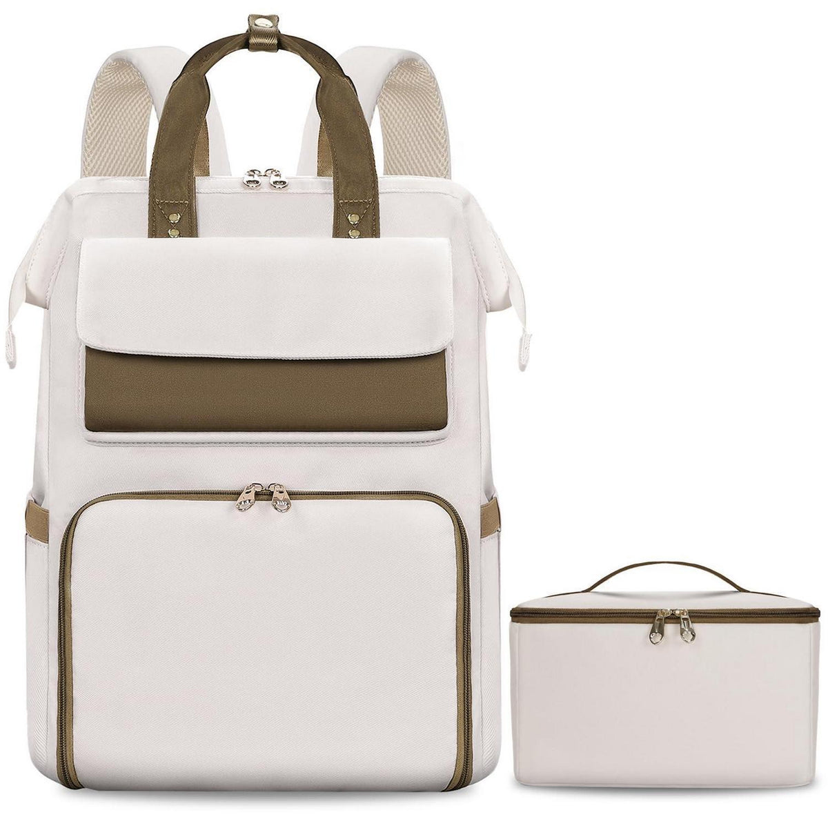 Lunch-Rucksack für Damen Beige 15.6" – Multifunktionaler Laptop-Rucksack