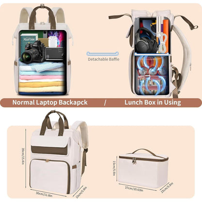 Lunch-Rucksack für Damen Beige 15.6" – Multifunktionaler Laptop-Rucksack