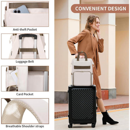 Lunch-Rucksack für Damen Beige 15.6" – Multifunktionaler Laptop-Rucksack