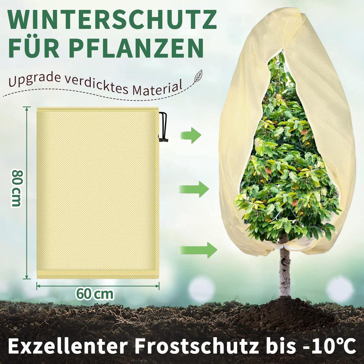 Winterschutz Pflanzen 3er Set 85g/m² atmungsaktiv 60x80cm
