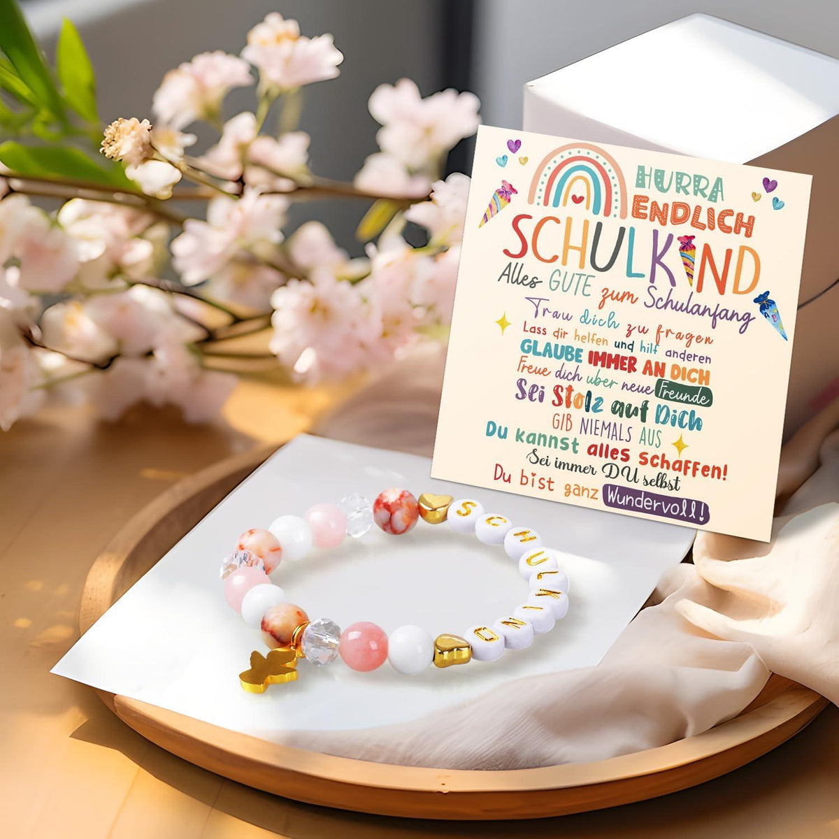 Einschulung Geschenk Mädchen Schutzengel Ärmbänder 2024 Schulkind