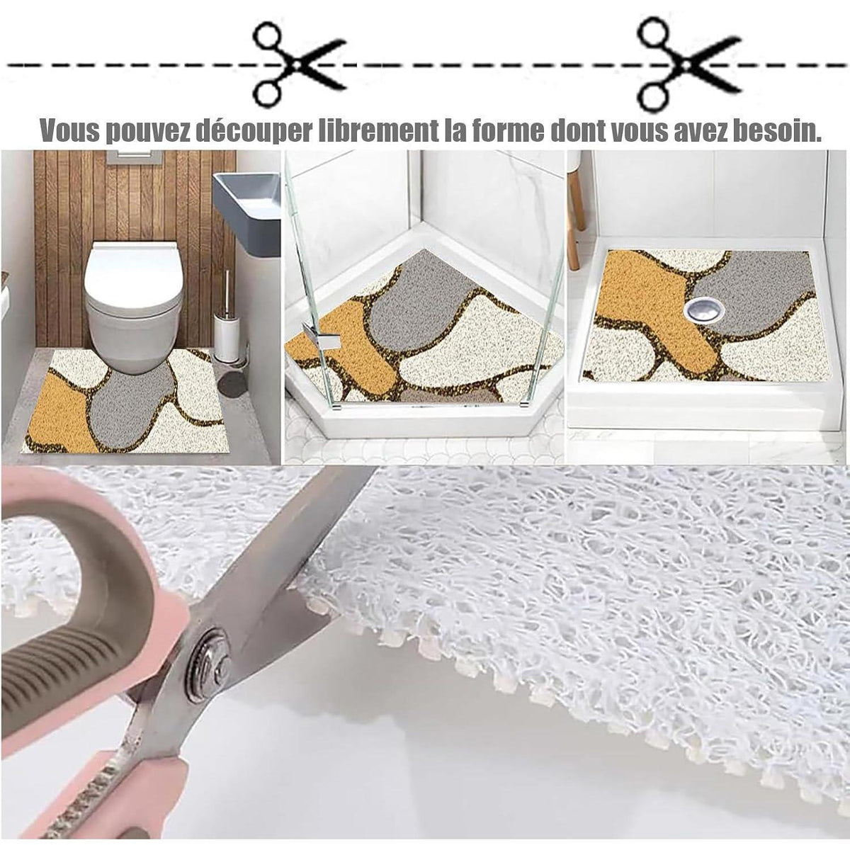 Rutschmatte Dusche 100x150 cm – Antirutsch, Weich & Ablaufloch