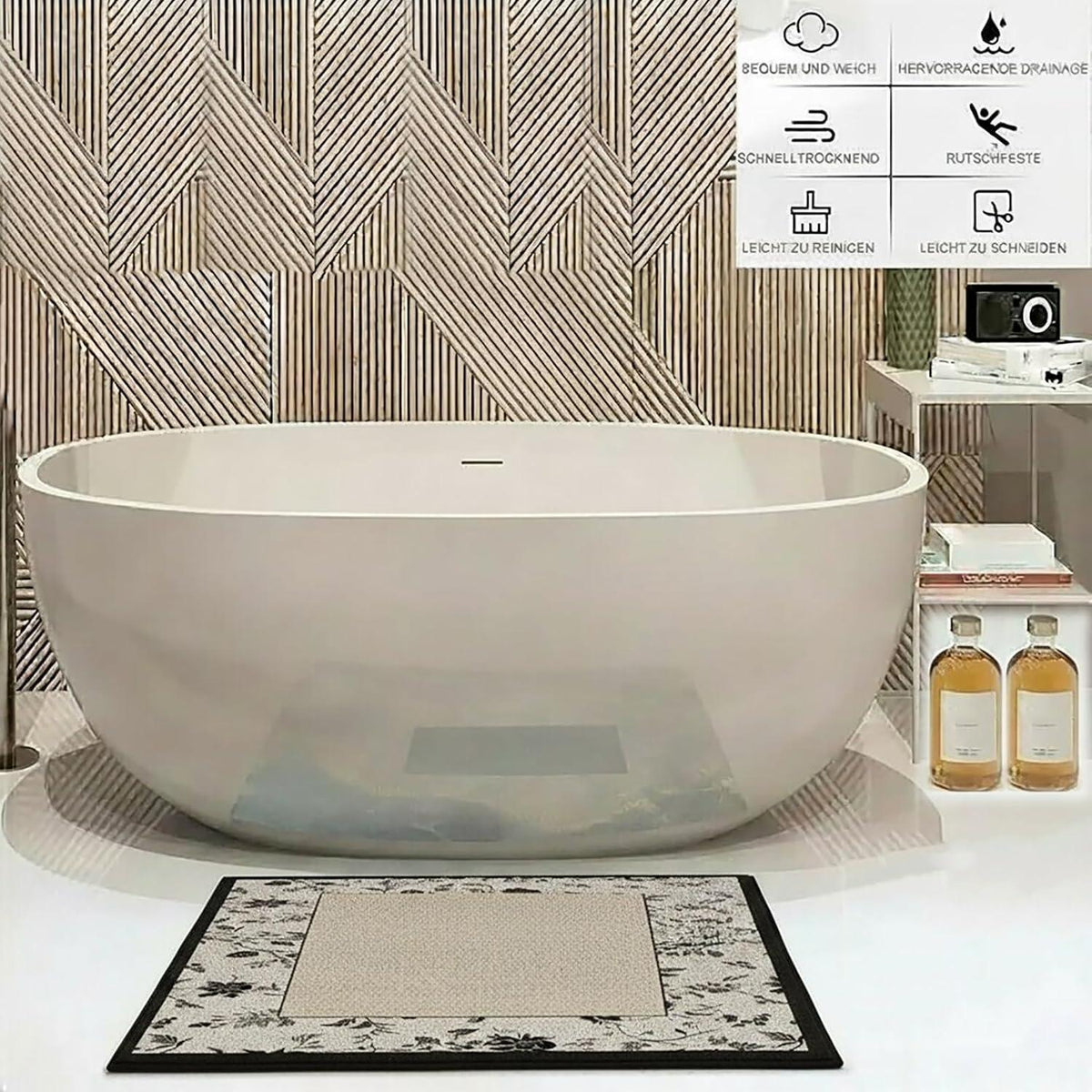 Rutschmatte Badewanne 100x120 cm – Rutschfest & Komfortabel