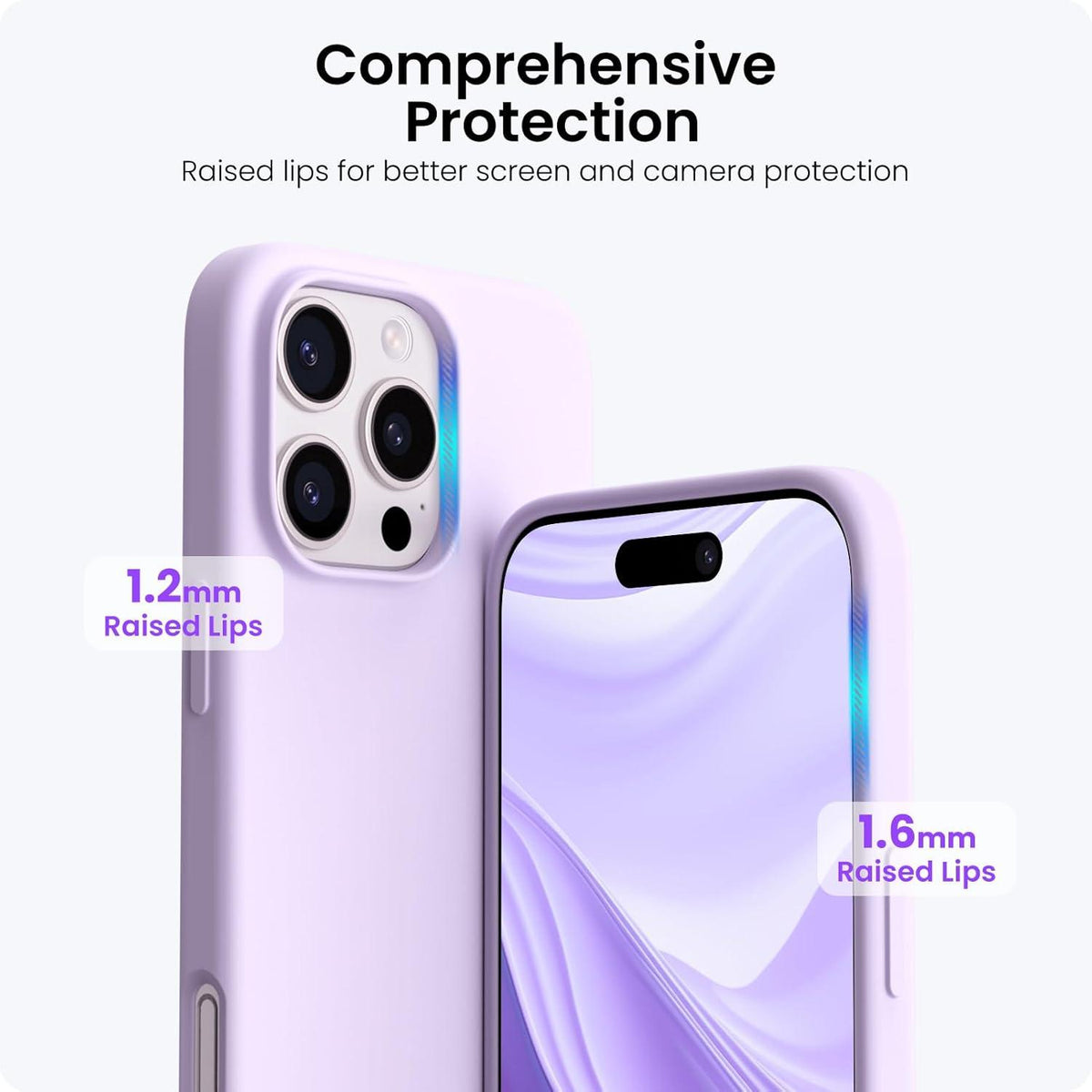 ORNARTO iPhone 16 Pro Hülle Silikon 6,3 Zoll flüssiges Silikon Flieder
