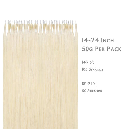 Echthaar Nano Ring Extensions Platinblond 60cm