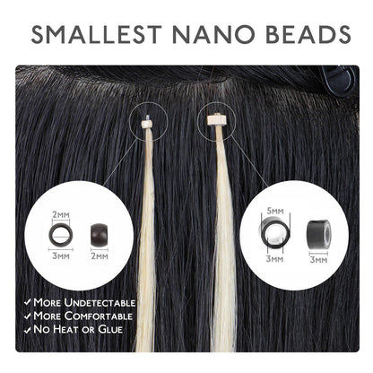 Echthaar Nano Ring Extensions Platinblond 60cm