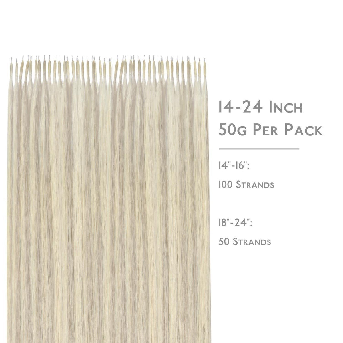Nanoring Extensions Echthaar Aschblond Highlights Platinblond 55cm