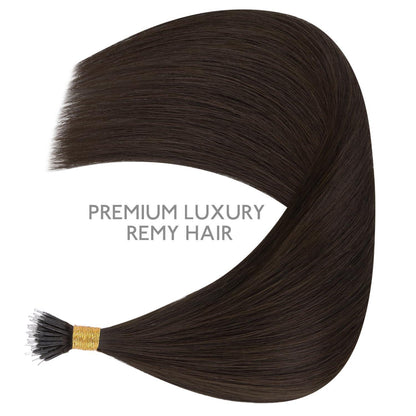 Echthaar Nano Ring Extensions – 60cm, Hellbraun/Dunkelbraun