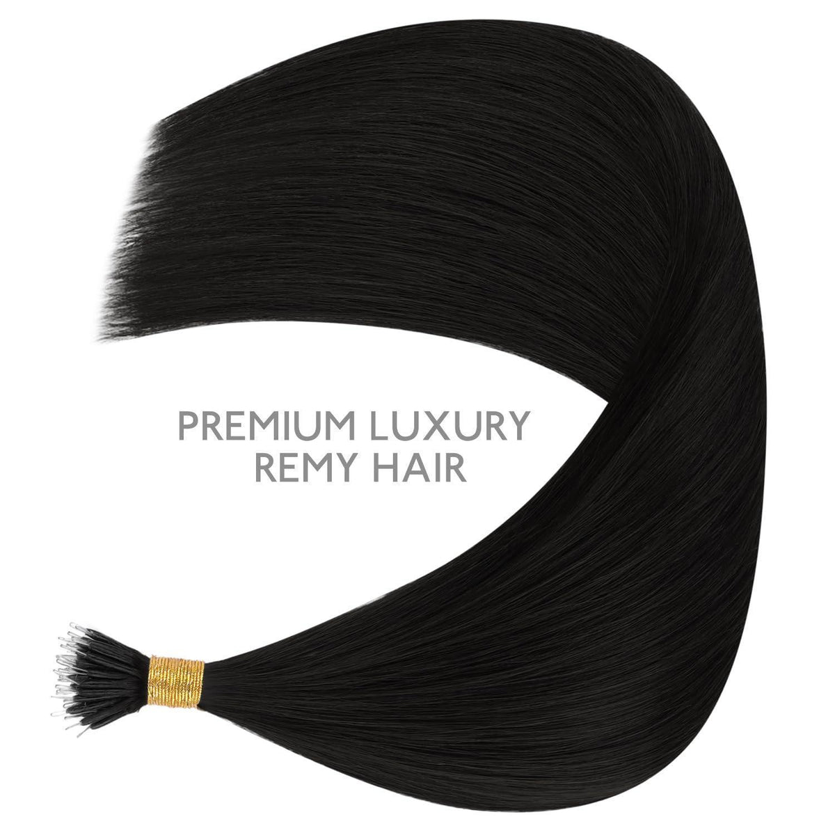 Echthaar Nano Ring Extensions Schwarz 60cm