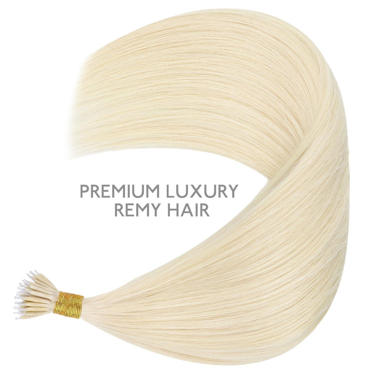 Echthaar Nano Ring Extensions Platinblond 40cm