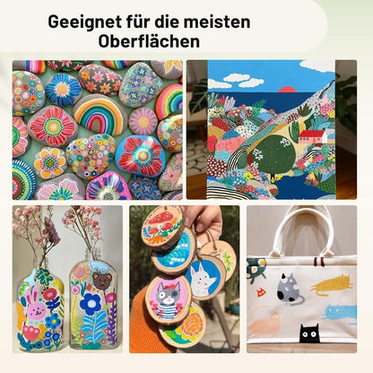 Acrylfarbstifte Set 90 Farben Pinselspitze für Steine & Basteln