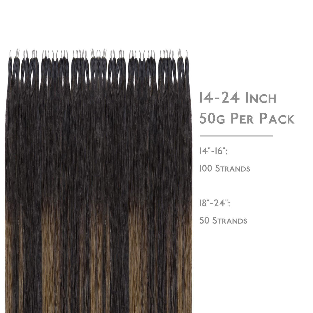 Echthaar Nano Ring Extensions Dunkelbraun-Kastanienbraun 45cm
