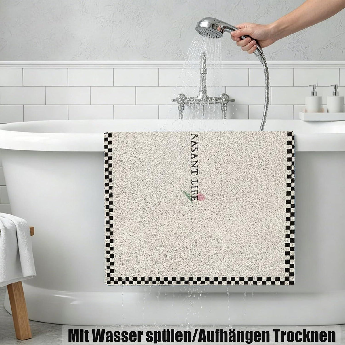 Rutschfeste Duschmatte 100x100 cm – Weich, Komfortabel & Ablaufloch