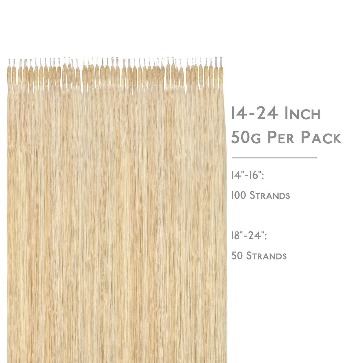 Echthaar Nano Ring Extensions Hellblond mit Gold Highlights 60cm