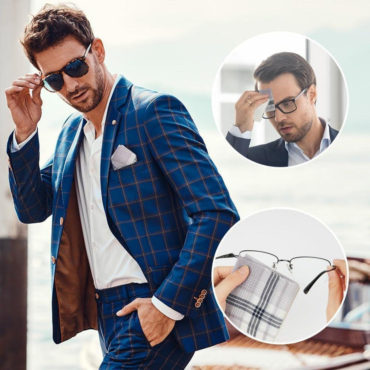 Herren Taschentücher aus Baumwolle – 12er Set, Plaid Design