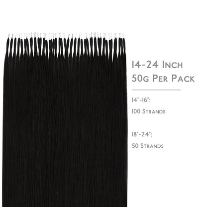 Nanoring Extensions Echthaar Tief Schwarz 55cm