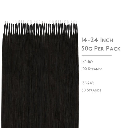 Echthaar Nano Ring Extensions Schwarz 50cm - 50g