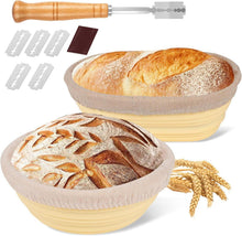 Silikon Gärkörbchen Set mit Bäckermesser 26cm Oval & 23cm