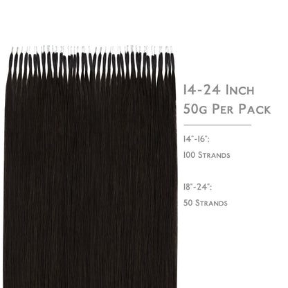 Dunkelbraune Echthaar Nanoring Extensions – 50g, 50cm