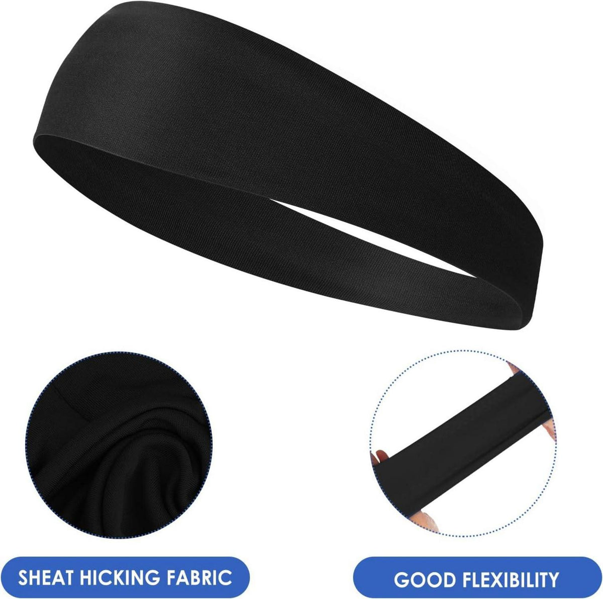 Sportliches Haarband Set für Männer und Jungs 2er Pack Schwarz Blau