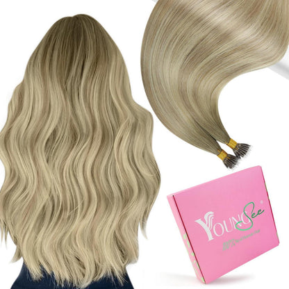 Echthaar Nano Ring Extensions Blond 60cm Aschblond Platinblond