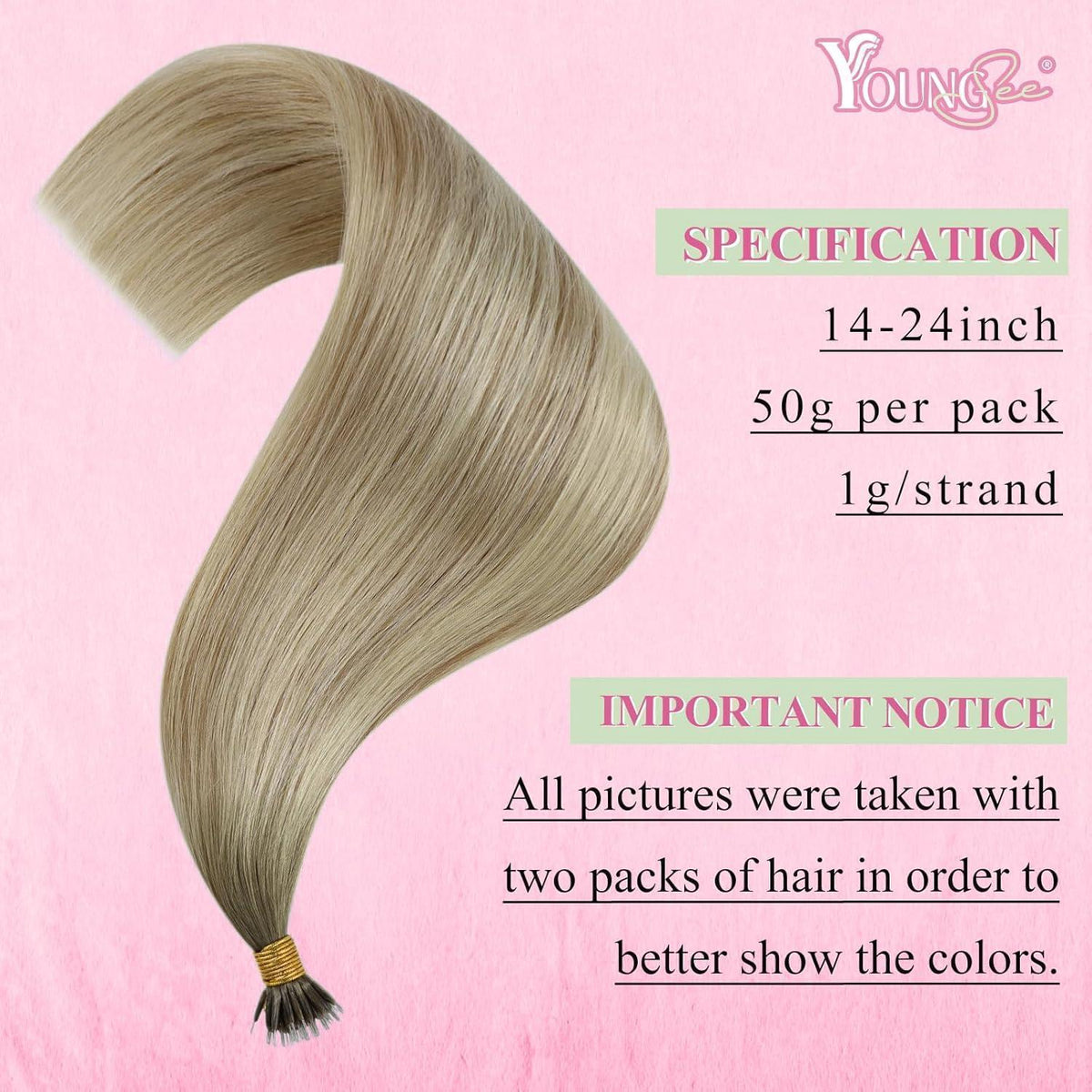 Echthaar Nano Ring Extensions Blond 60cm Aschblond Platinblond