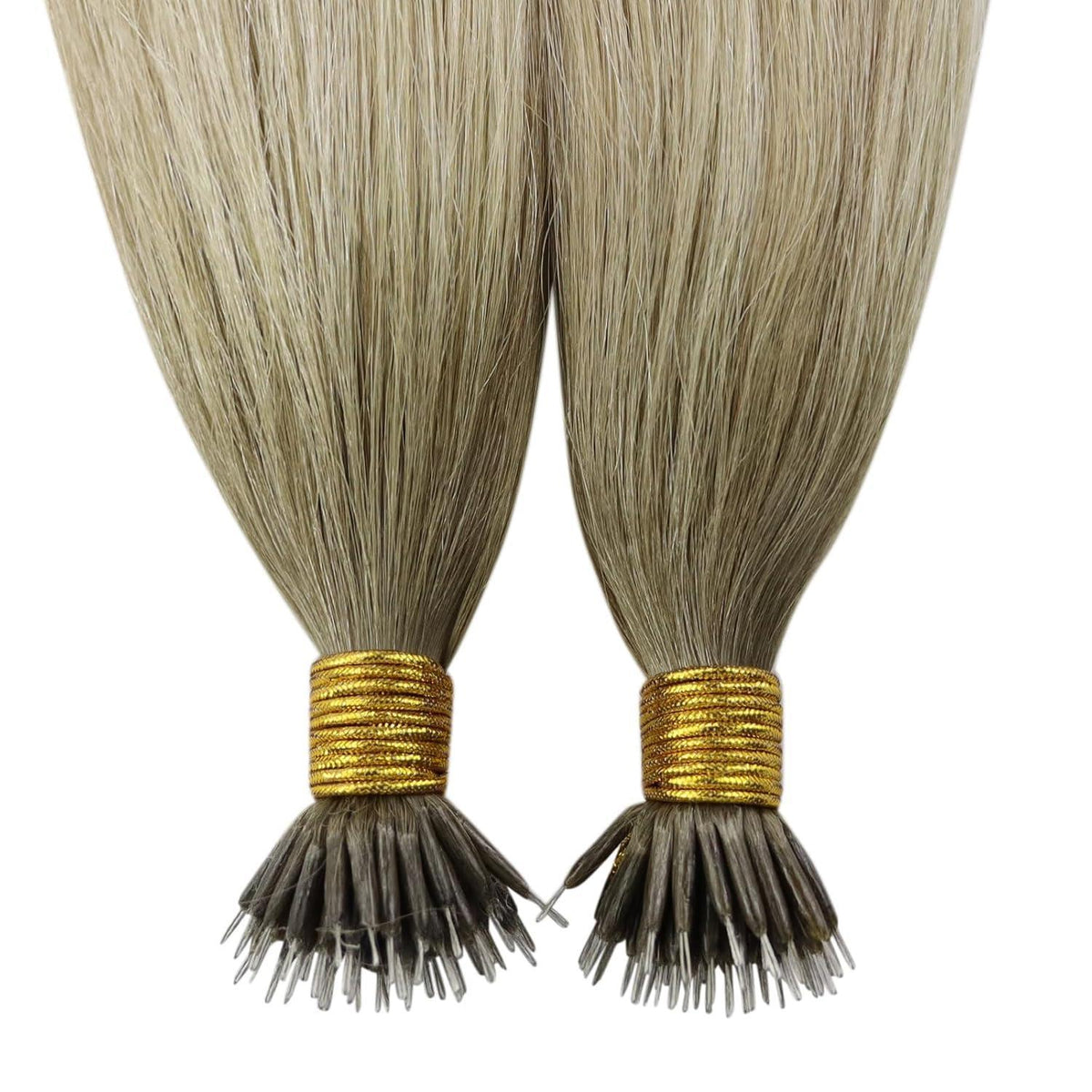 Echthaar Nano Ring Extensions Blond 60cm Aschblond Platinblond