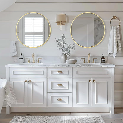Moderner Wandspiegel rund 76x76cm Gold – Badezimmer Spiegel Deko