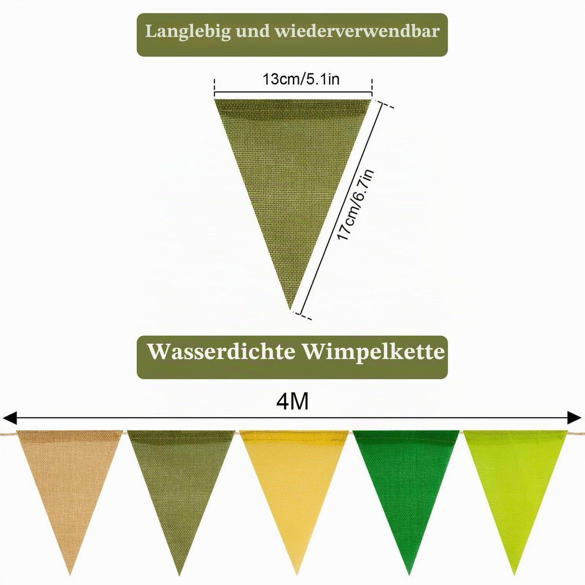 Wimpelkette Salbeigrün 20m – Wetterfest für Garten & Party