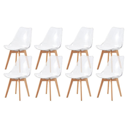 Transparente Esszimmerstühle Set 8 – Skandinavischer Stil mit Holzbeinen