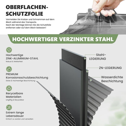 Metall Gartenhaus 1,5m² Pultdach – 162x92x180 cm