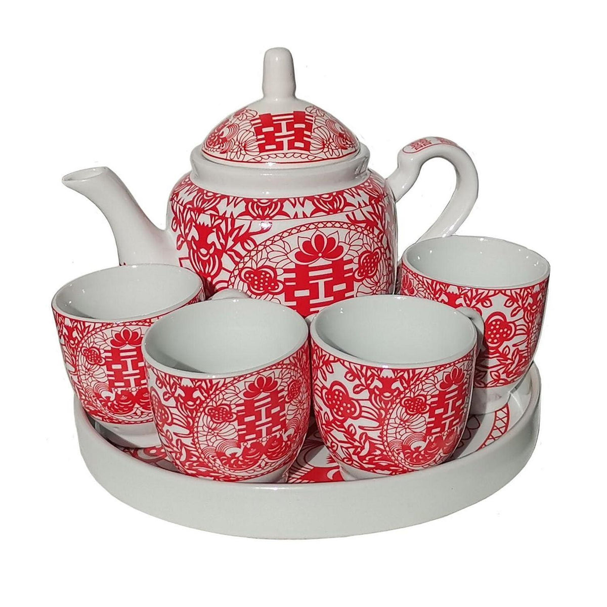 Chinesisches Hochzeitstee-Set für Braut & Bräutigam (Doppel Glück)